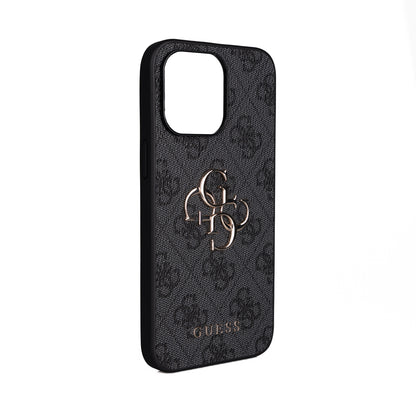 Apple iPhone 14 Pro Max Kılıf Guess Orjinal Lisanslı PU Deri 4G Büyük Metal Logolu Çapraz Vücut Askılı Kapak Pembe