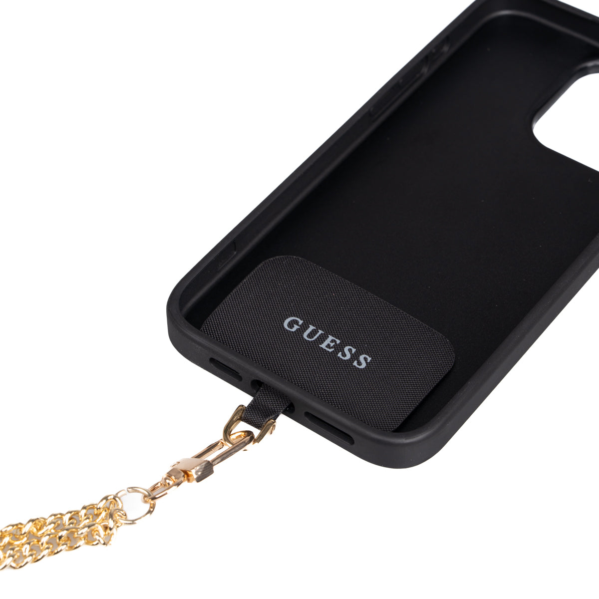 Apple iPhone 14 Pro Max Kılıf Guess Orjinal Lisanslı PU Deri 4G Büyük Metal Logolu Çapraz Vücut Askılı Kapak Siyah