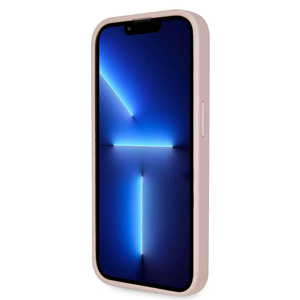 Apple iPhone 14 Pro Max Kılıf Guess Orjinal Lisanslı PU Deri Taşlı Üçgen Logo 4G Desenli Kapak Siyah