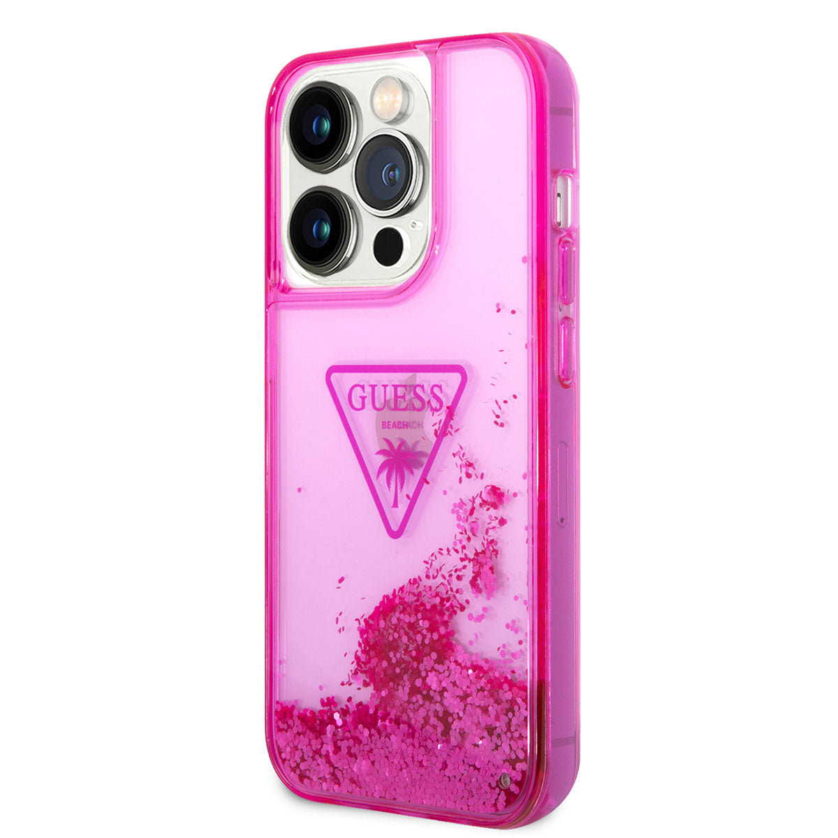 Apple iPhone 14 Pro Max Case GUESS Transparent Liquid Glitter Design Cover Purple