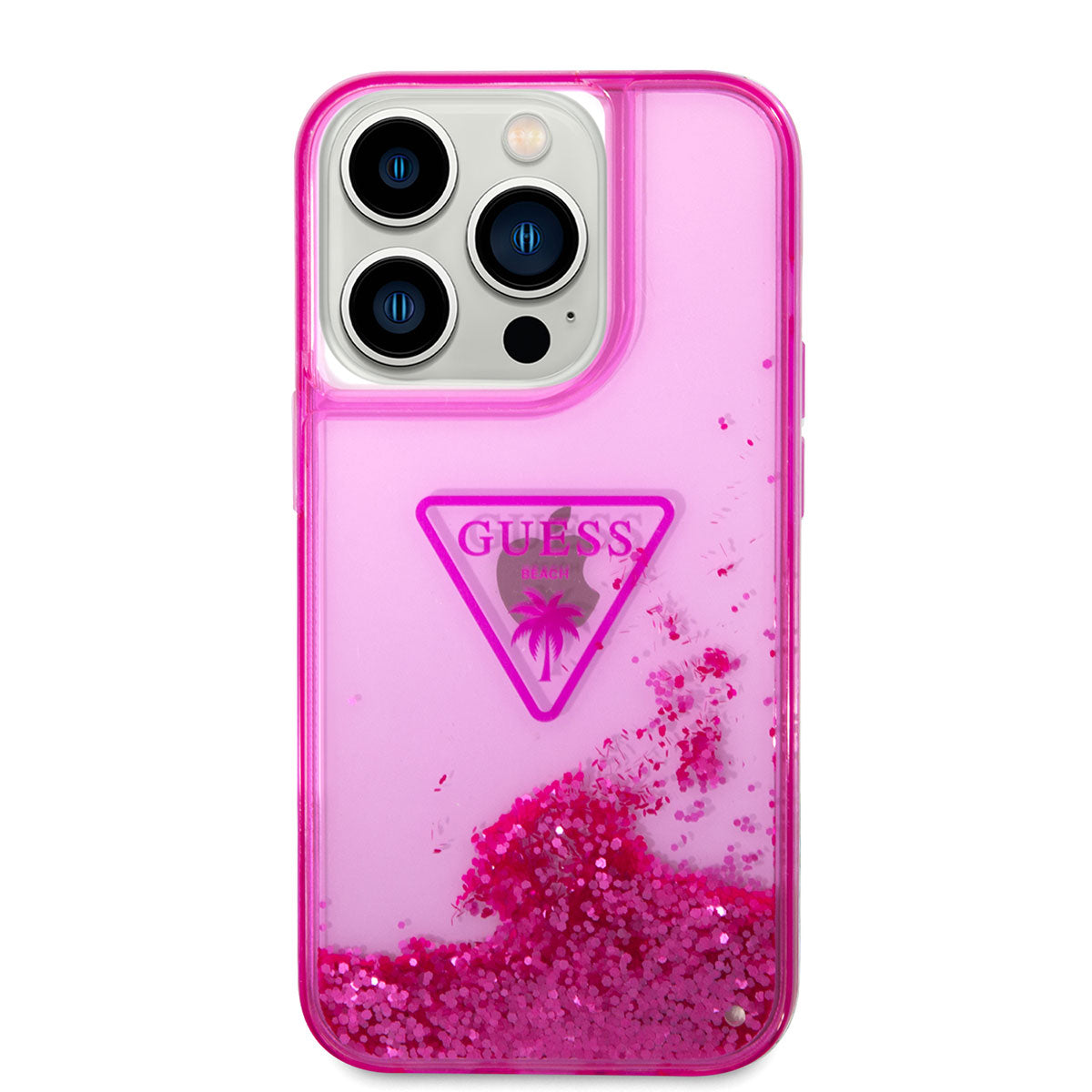 Apple iPhone 14 Pro Max Case GUESS Transparent Liquid Glitter Design Cover Purple