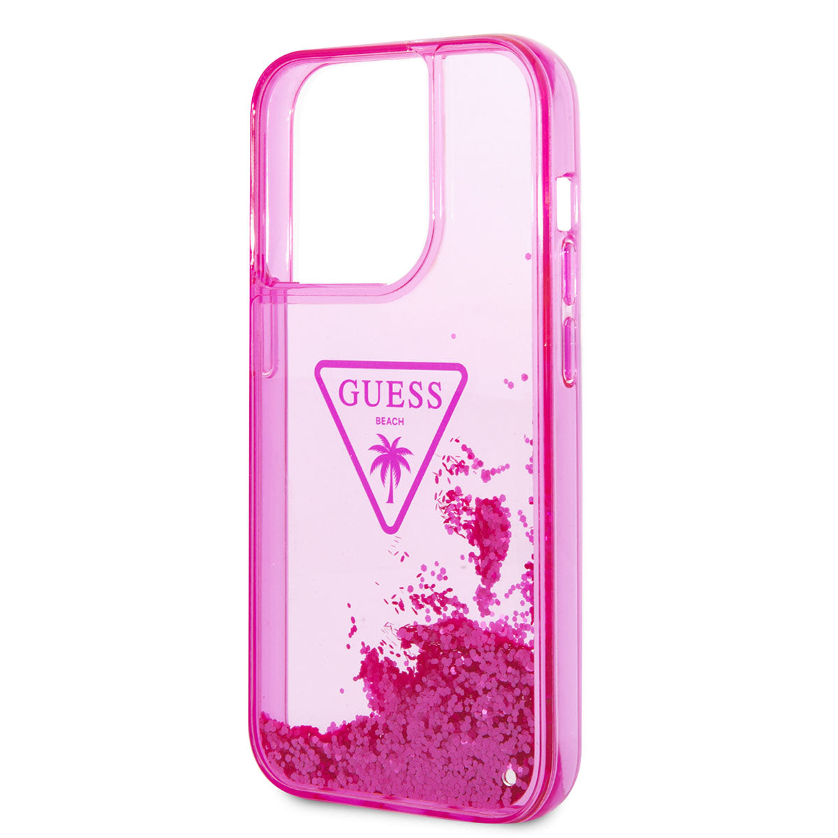 Apple iPhone 14 Pro Max Case GUESS Transparent Liquid Glitter Design Cover Purple