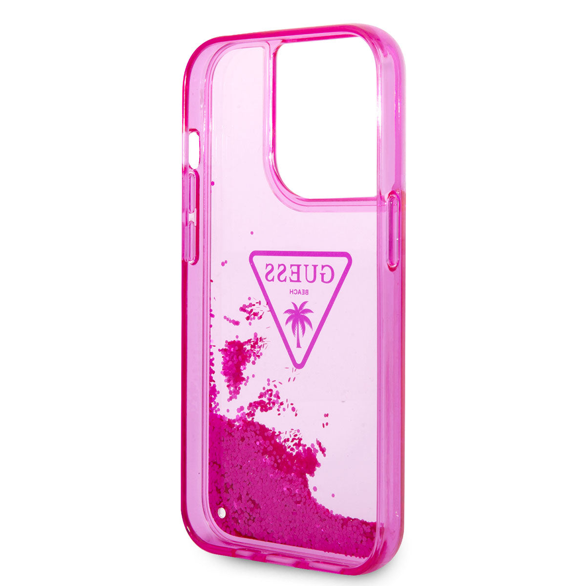 Apple iPhone 14 Pro Max Case GUESS Transparent Liquid Glitter Design Cover Purple