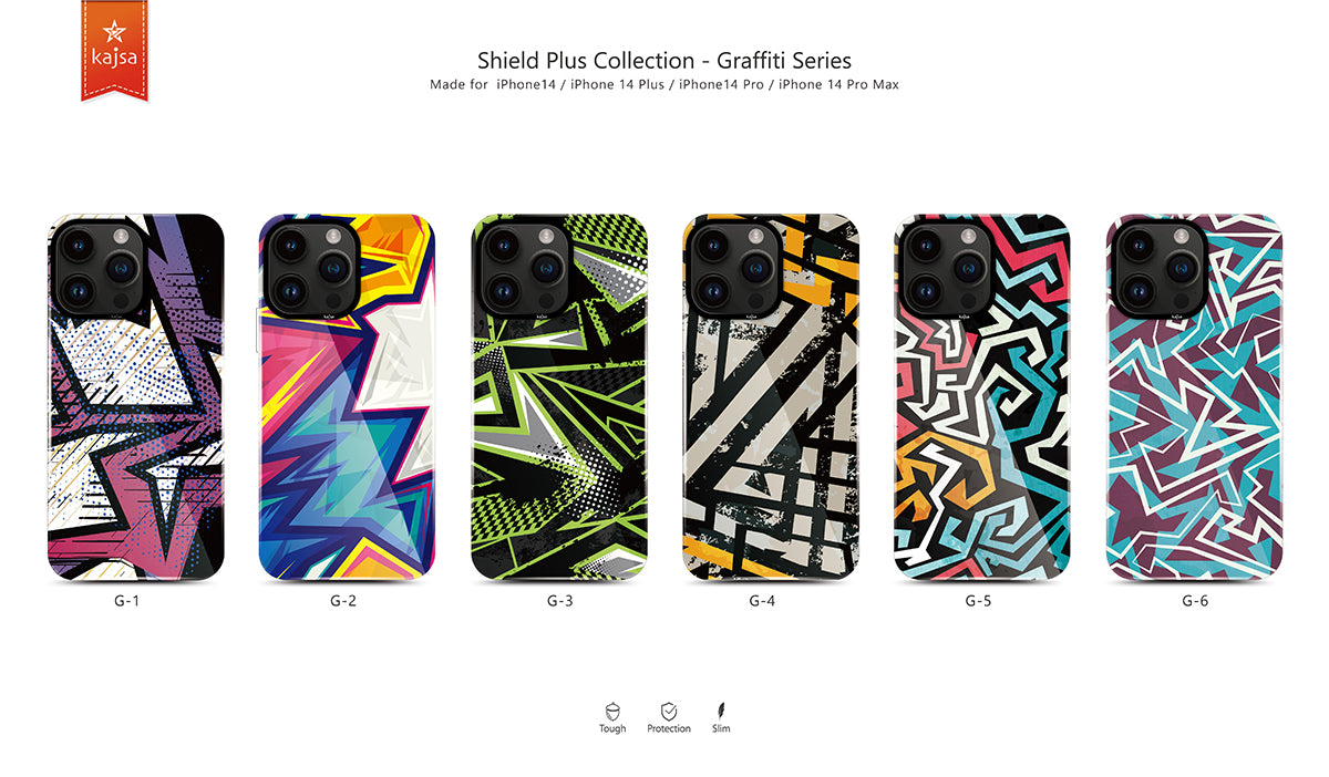 Apple iPhone 14 Pro Max Kılıf HD Desenli Kajsa Shield Plus Grafiti Serisi Kapak Yeşil