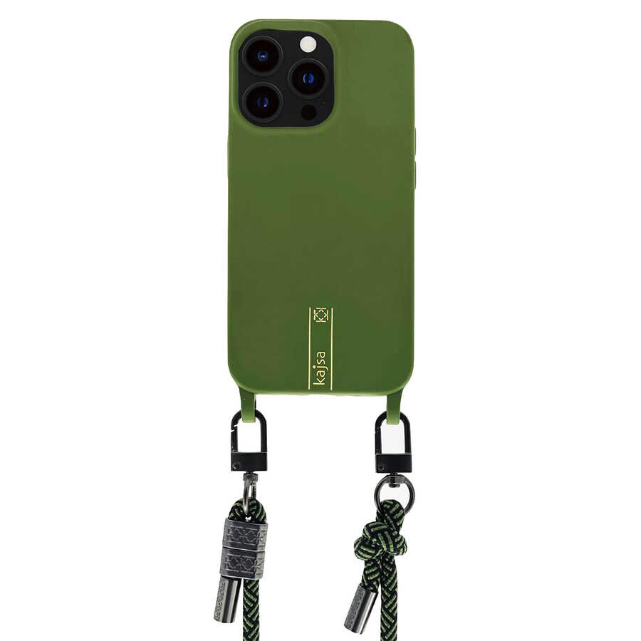 Apple iPhone 14 Pro Max Kılıf Kajsa Missy And Match Klasik İp Askılı Kapak Yeşil
