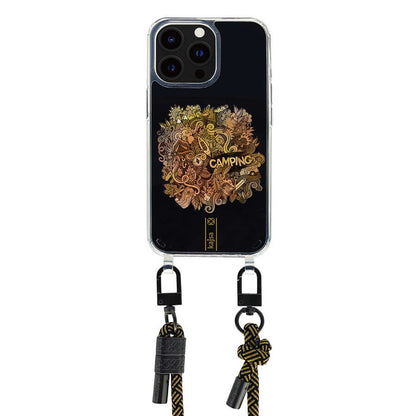 Apple iPhone 14 Pro Max Kılıf Kajsa Missy And Match Şeffaf Desenli İp Askılı Kapak Pembe
