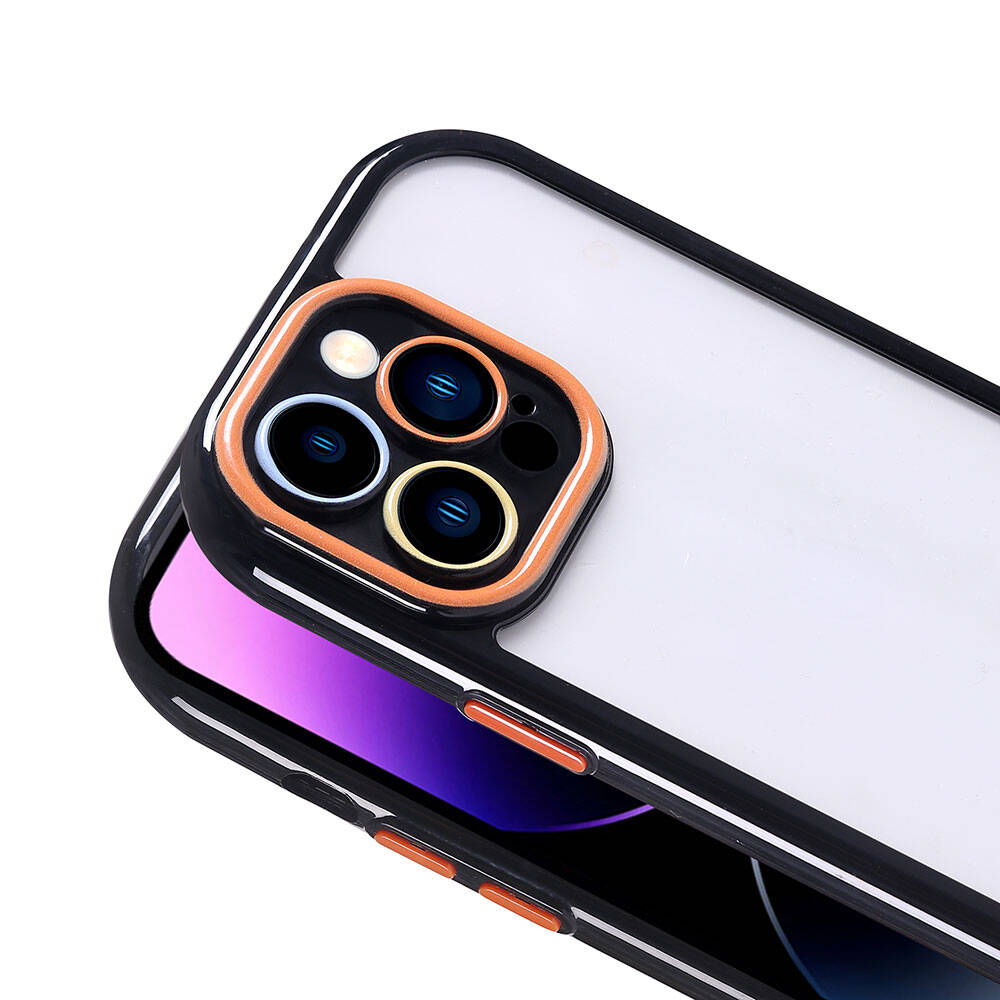 Apple iPhone 14 Pro Max Kılıf Kamera Korumalı Renkli Kenar ve Çerçeve Tasarımlı Zore Vitamin Kapak Mürdüm
