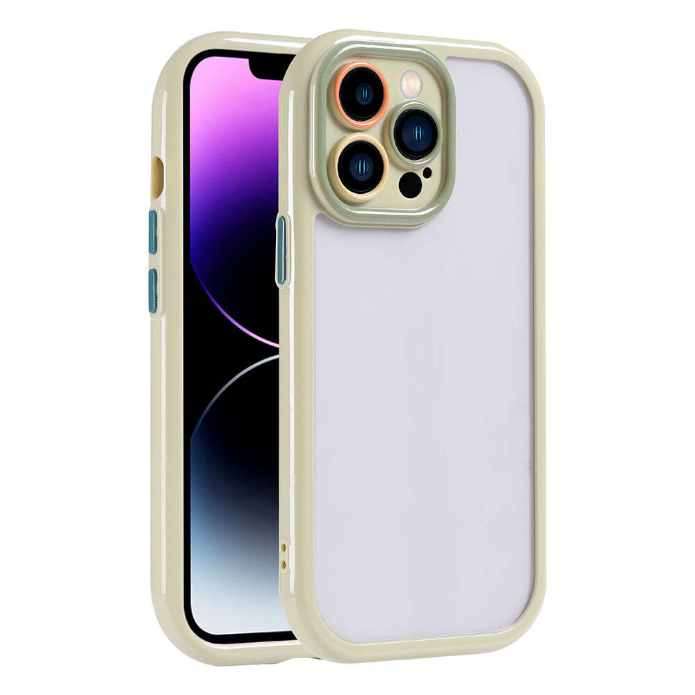 Apple iPhone 14 Pro Max Kılıf Kamera Korumalı Renkli Kenar ve Çerçeve Tasarımlı Zore Vitamin Kapak Mürdüm