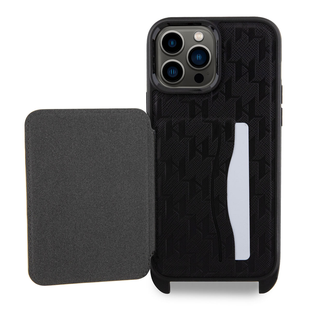 Apple iPhone 14 Pro Max Case Karl Lagerfeld Neck Strap Card Holder Choupette Design Cover Black 