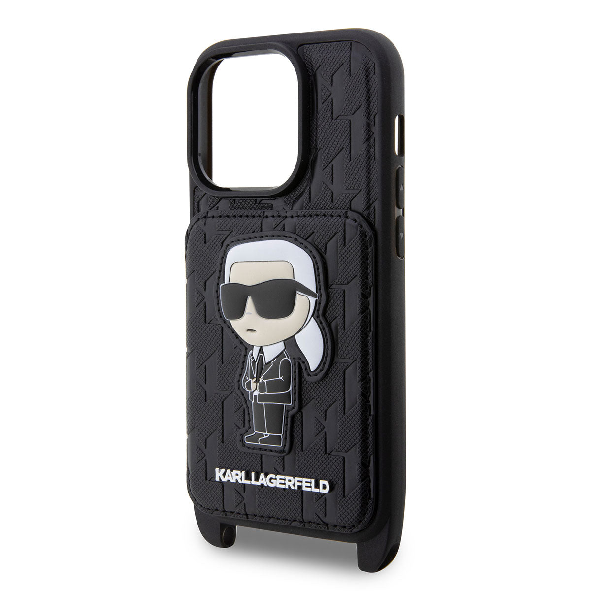 Apple iPhone 14 Pro Max Case Karl Lagerfeld Neck Strap Card Holder Karl Design Cover Black 