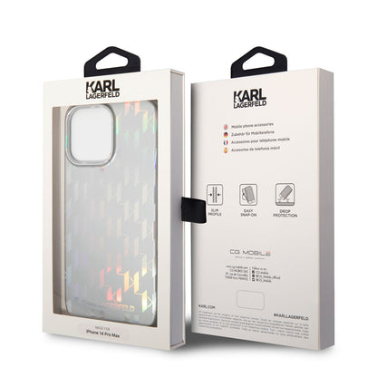 Apple iPhone 14 Pro Max Kılıf Karl Lagerfeld Hologram Dizayn Kapak Gümüş