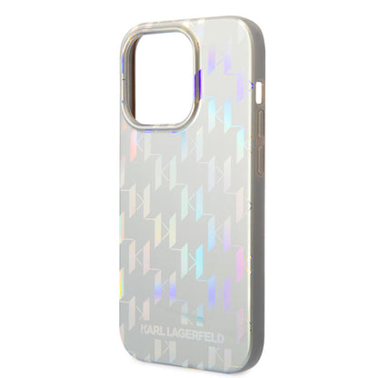 Apple iPhone 14 Pro Max Kılıf Karl Lagerfeld Hologram Dizayn Kapak Gümüş