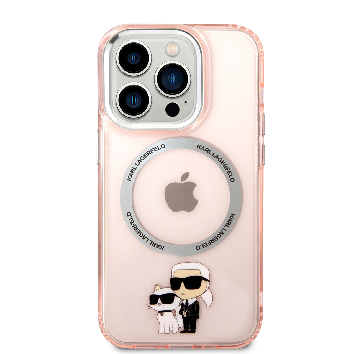 Apple iPhone 14 Pro Max Kılıf Karl Lagerfeld M-safe Şarj Özellikli K&C Dizayn Kapak Pembe