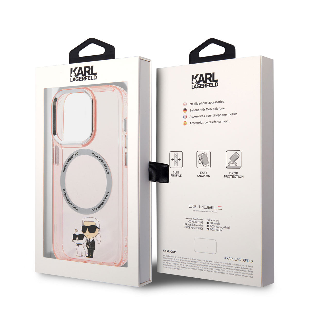 Apple iPhone 14 Pro Max Kılıf Karl Lagerfeld M-safe Şarj Özellikli K&C Dizayn Kapak Pembe