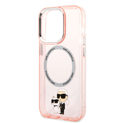 Apple iPhone 14 Pro Max Kılıf Karl Lagerfeld M-safe Şarj Özellikli K&C Dizayn Kapak Pembe