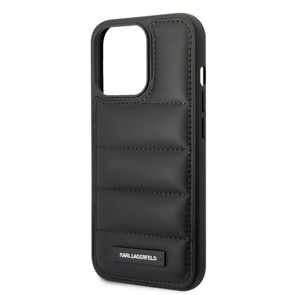 Apple iPhone 14 Pro Max Kılıf Karl Lagerfeld Nylon Puffy Airbag Dizayn Kapak Siyah