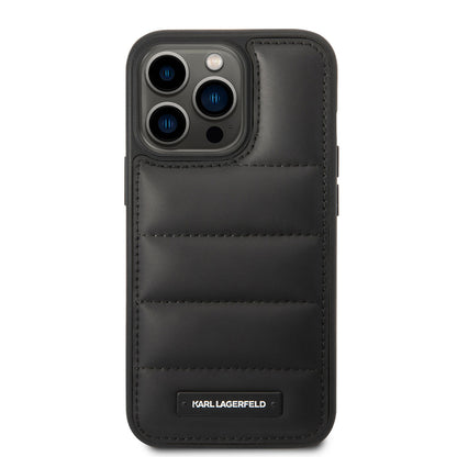 Apple iPhone 14 Pro Max Kılıf Karl Lagerfeld Nylon Puffy Airbag Dizayn Kapak Siyah