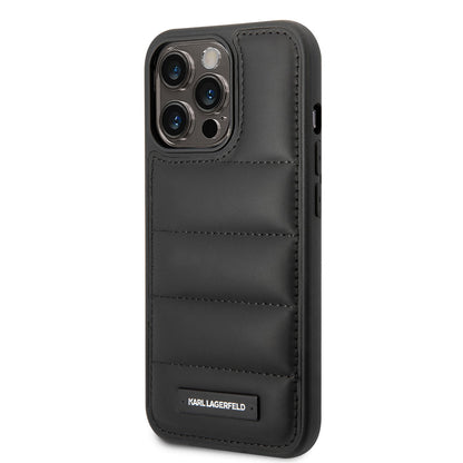 Apple iPhone 14 Pro Max Kılıf Karl Lagerfeld Nylon Puffy Airbag Dizayn Kapak Siyah