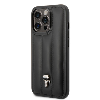 Apple iPhone 14 Pro Max Kılıf Karl Lagerfeld Nylon Puffy Airbag Karl Dizayn Kapak Siyah