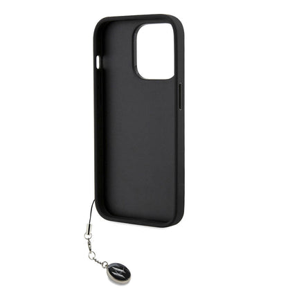 Apple iPhone 14 Pro Max Kılıf Karl Lagerfeld Orjinal Lisanslı Anahtarlıklı Taşlı KL Yazılı Saffiano Rhinestones Kapak Pembe