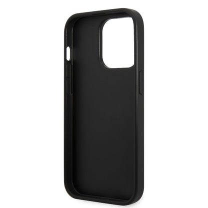 Apple iPhone 14 Pro Max Kılıf Karl Lagerfeld PU Suni Deri Logolu Dizayn Kapak Siyah