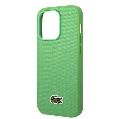 Apple iPhone 14 Pro Max Kılıf Lacoste Orjinal Lisanslı PU Pike Desenli Arka Yüzey İkonik Timsah Dokuma Logolu Kapak Lacivert