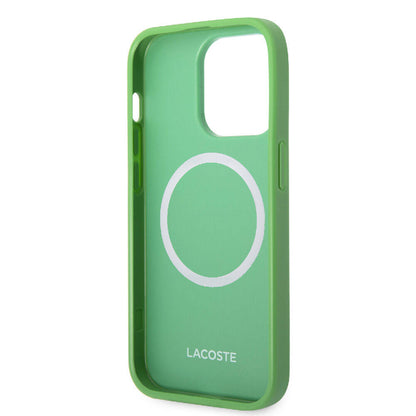 Apple iPhone 14 Pro Max Kılıf Lacoste Orjinal Lisanslı PU Pike Desenli Arka Yüzey İkonik Timsah Dokuma Logolu Kapak Lacivert