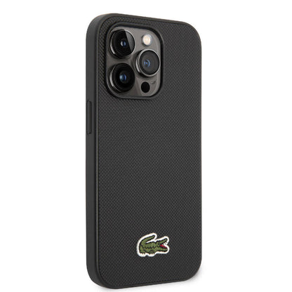 Apple iPhone 14 Pro Max Kılıf Lacoste Orjinal Lisanslı PU Pike Desenli Arka Yüzey İkonik Timsah Dokuma Logolu Kapak Lacivert