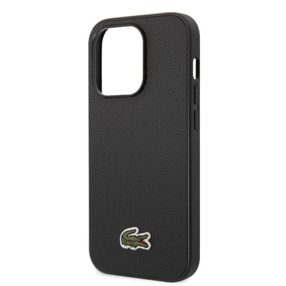 Apple iPhone 14 Pro Max Kılıf Lacoste Orjinal Lisanslı PU Pike Desenli Arka Yüzey İkonik Timsah Dokuma Logolu Kapak Lacivert