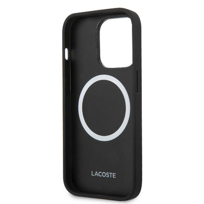 Apple iPhone 14 Pro Max Kılıf Lacoste Orjinal Lisanslı PU Pike Desenli Arka Yüzey İkonik Timsah Dokuma Logolu Kapak Yeşil