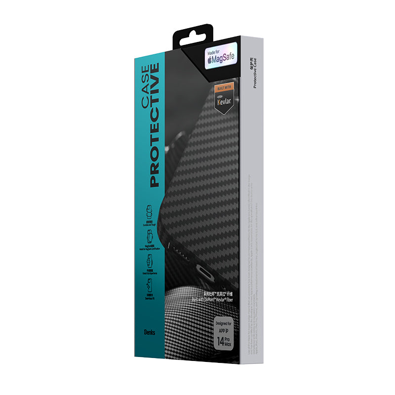 Apple iPhone 14 Pro Max Case M-safe Carbon Fiber Benks Essential Kevlar Cover Black 