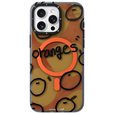 Apple iPhone 14 Pro Max Case M-safe Charging Feature Bee Brown Design Youngkit Funny Series Cover Orange 