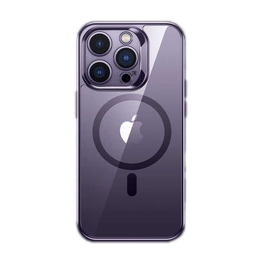 Apple iPhone 14 Pro Max Case M-safe Charging Feature Glass Surface Screen Protector Benks Electroplated Cover Deep Purple 