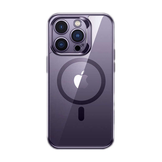 Apple iPhone 14 Pro Max Case M-safe Charging Feature Glass Surface Screen Protector Benks Electroplated Cover Deep Purple 