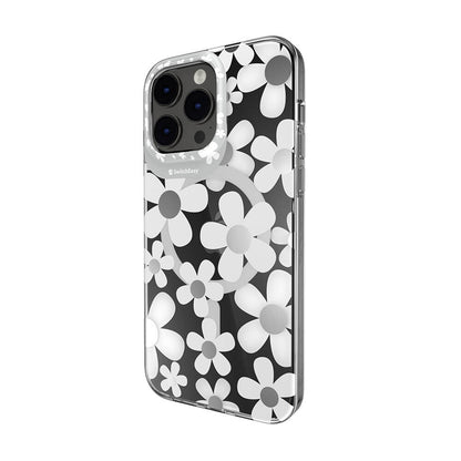 Apple iPhone 14 Pro Max Kılıf M-safe Şarj Özellikli Çift IMD Baskılı Lisanslı Switcheasy Artist-M Fleur Kapak Gri