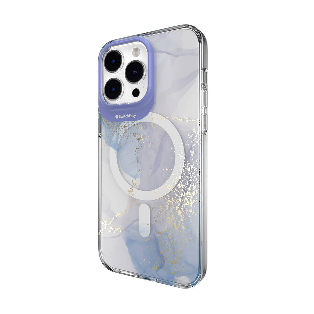 Apple iPhone 14 Pro Max Kılıf M-safe Şarj Özellikli Çift IMD Baskılı Lisanslı Switcheasy Artist-M Veil Kapak Mor
