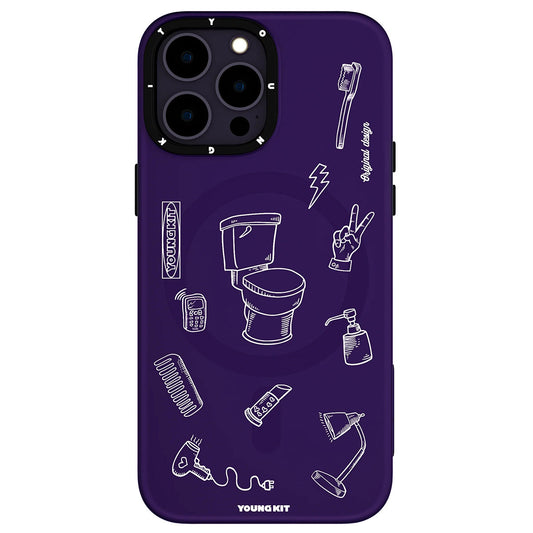 Apple iPhone 14 Pro Max Case M-safe Charging Feature Patterned Youngkit Plaything Series Cover Purple 