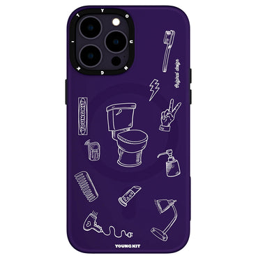 Apple iPhone 14 Pro Max Case M-safe Charging Feature Patterned Youngkit Plaything Series Cover Purple 