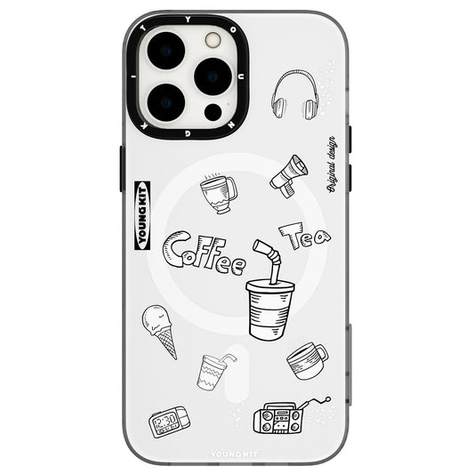Apple iPhone 14 Pro Max Case M-safe Charging Feature Patterned Youngkit Plaything Series Cover White 