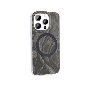 Apple iPhone 14 Pro Max Kılıf M-safe Şarj Özellikli Fırça Boya Desenli Zore Palet Kapak