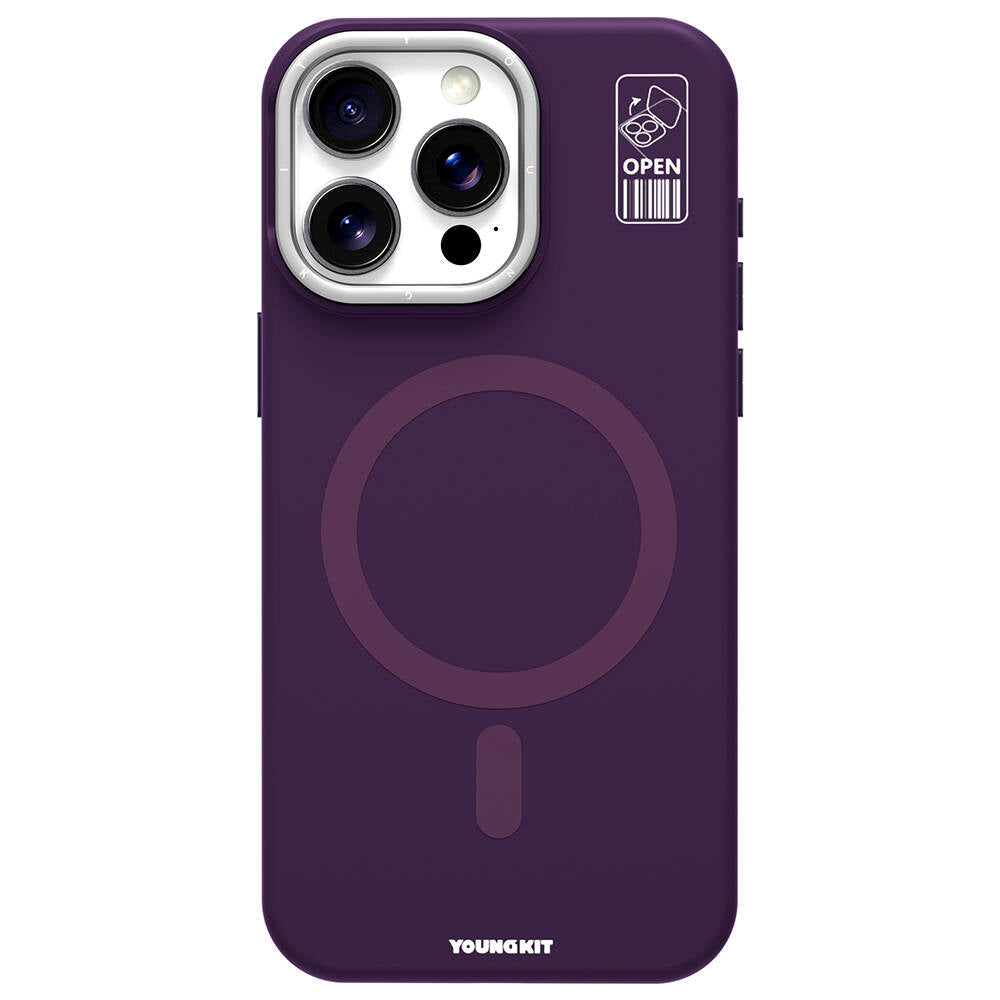 Apple iPhone 14 Pro Max Case M-safe Charging Feature Camera Stand Youngkit Bitty Cream Cover Purple 