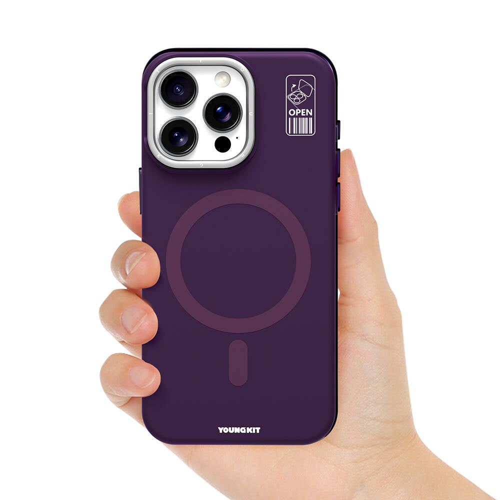 Apple iPhone 14 Pro Max Case M-safe Charging Feature Camera Stand Youngkit Bitty Cream Cover Purple 
