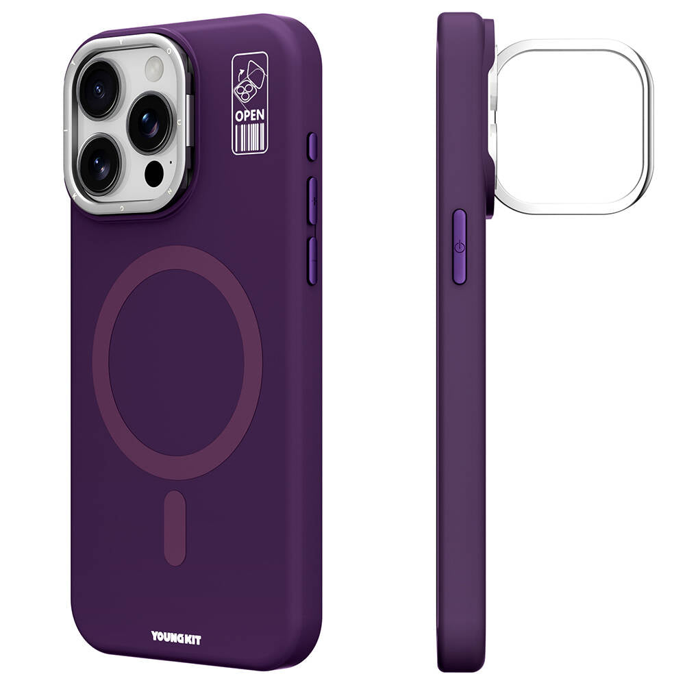 Apple iPhone 14 Pro Max Case M-safe Charging Feature Camera Stand Youngkit Bitty Cream Cover Purple 