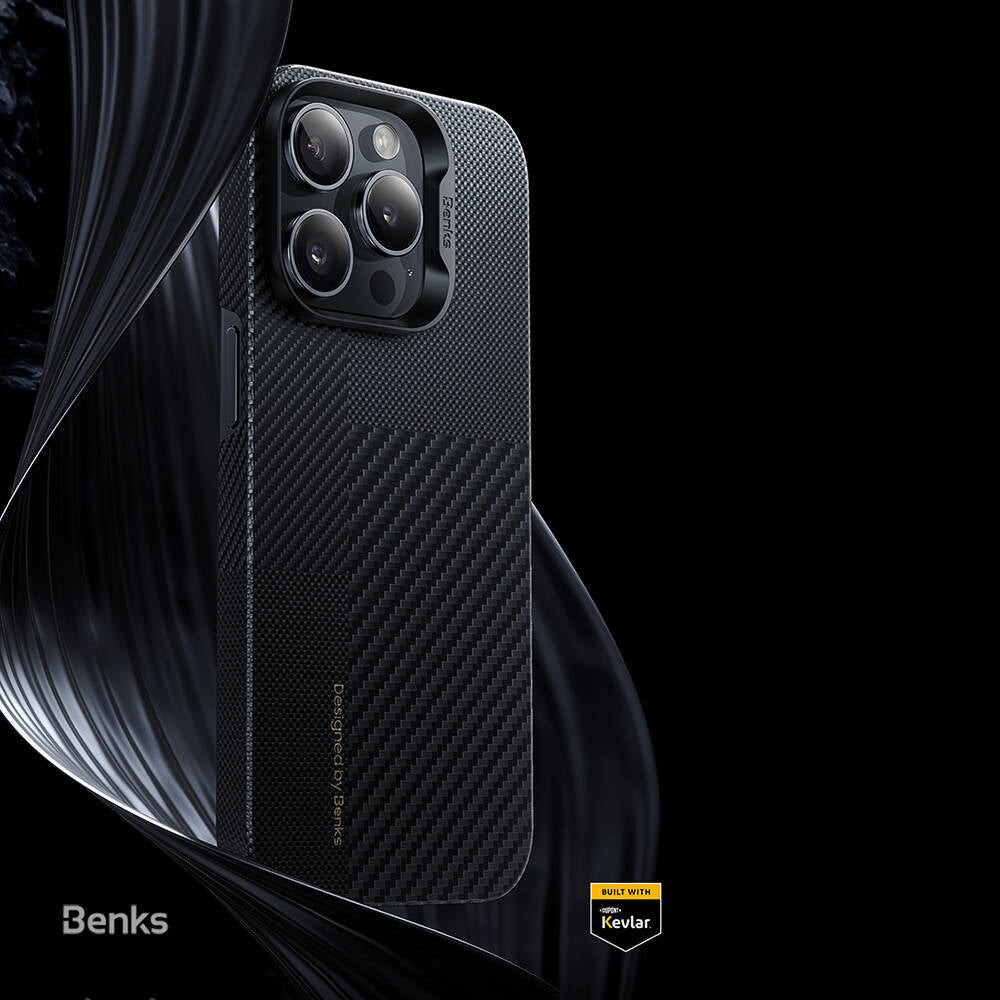 Apple iPhone 14 Pro Max Case M-safe Charging Carbon Fiber Benks Montage ArmorAir Kevlar Cover Black 