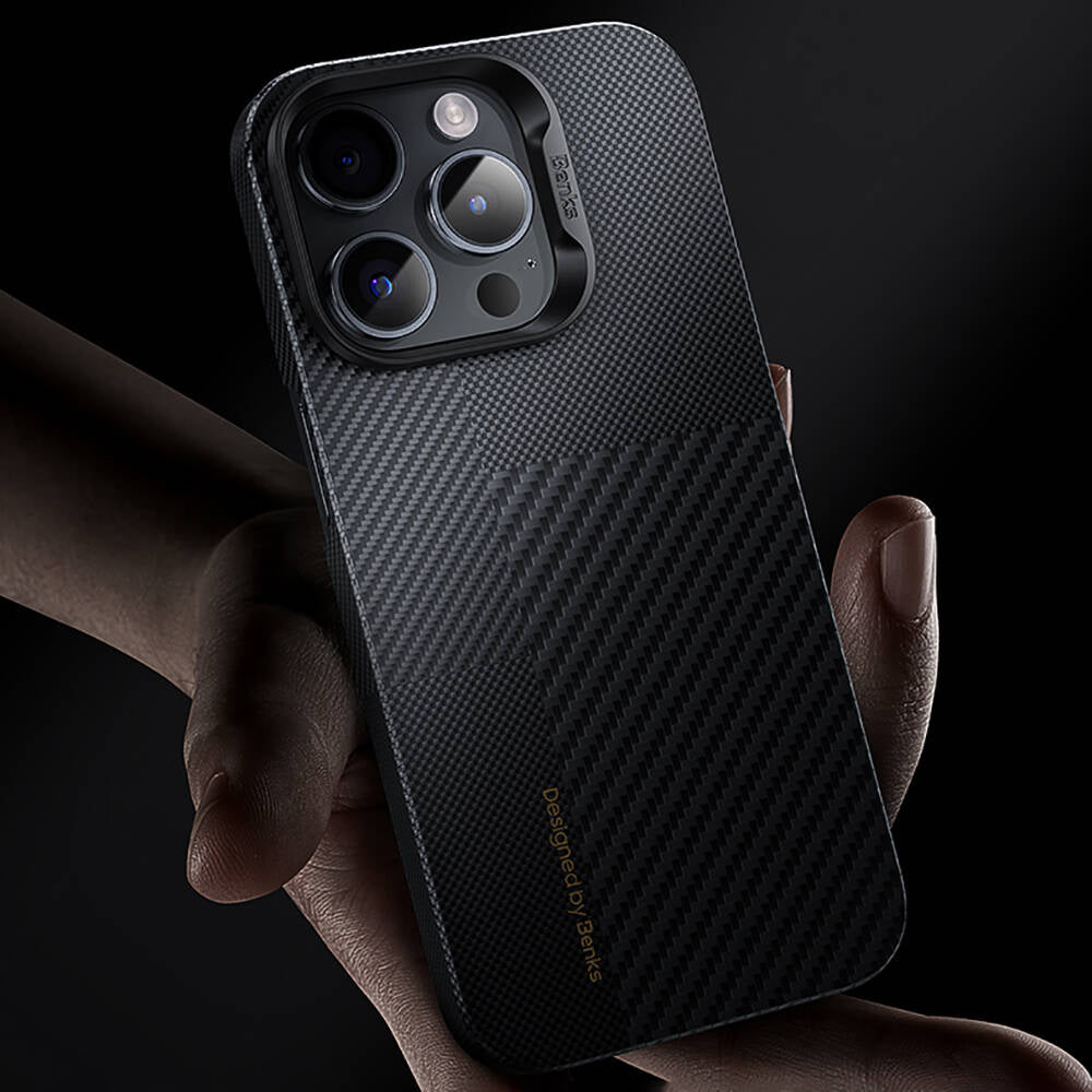 Apple iPhone 14 Pro Max Case M-safe Charging Carbon Fiber Benks Montage ArmorAir Kevlar Cover Black 