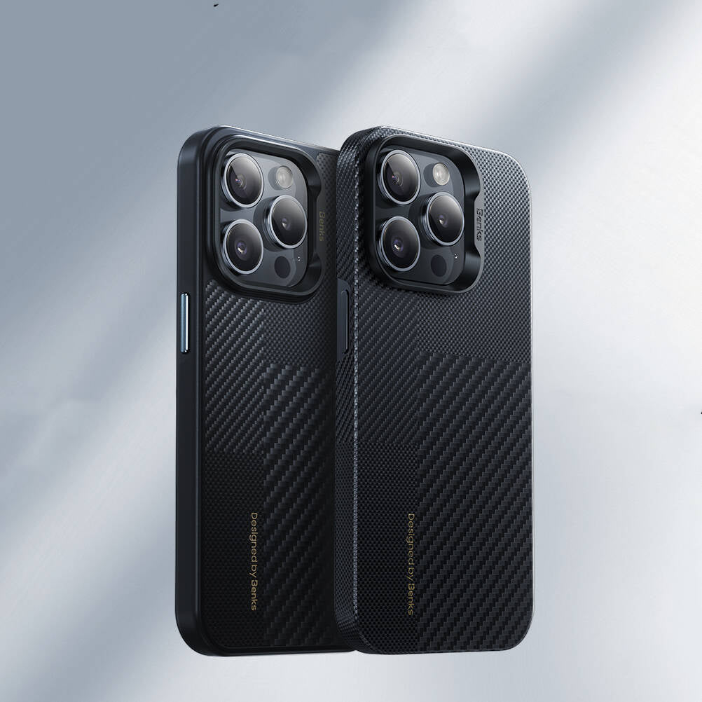 Apple iPhone 14 Pro Max Case M-safe Charging Feature Carbon Fiber Benks Montage Hybrid ArmorPro Kevlar Cover Black 