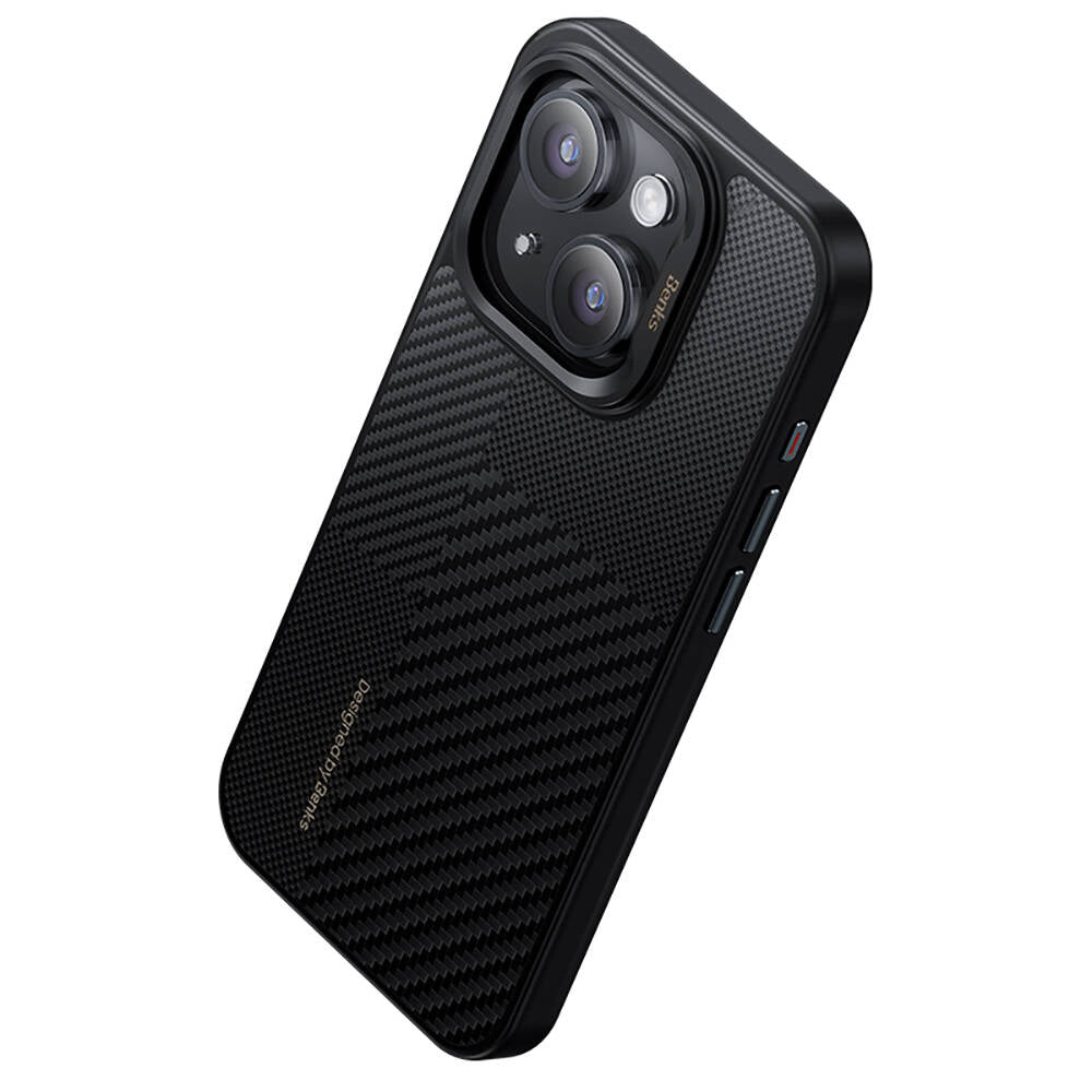 Apple iPhone 14 Pro Max Case M-safe Charging Feature Carbon Fiber Benks Montage Hybrid ArmorPro Kevlar Cover Black 