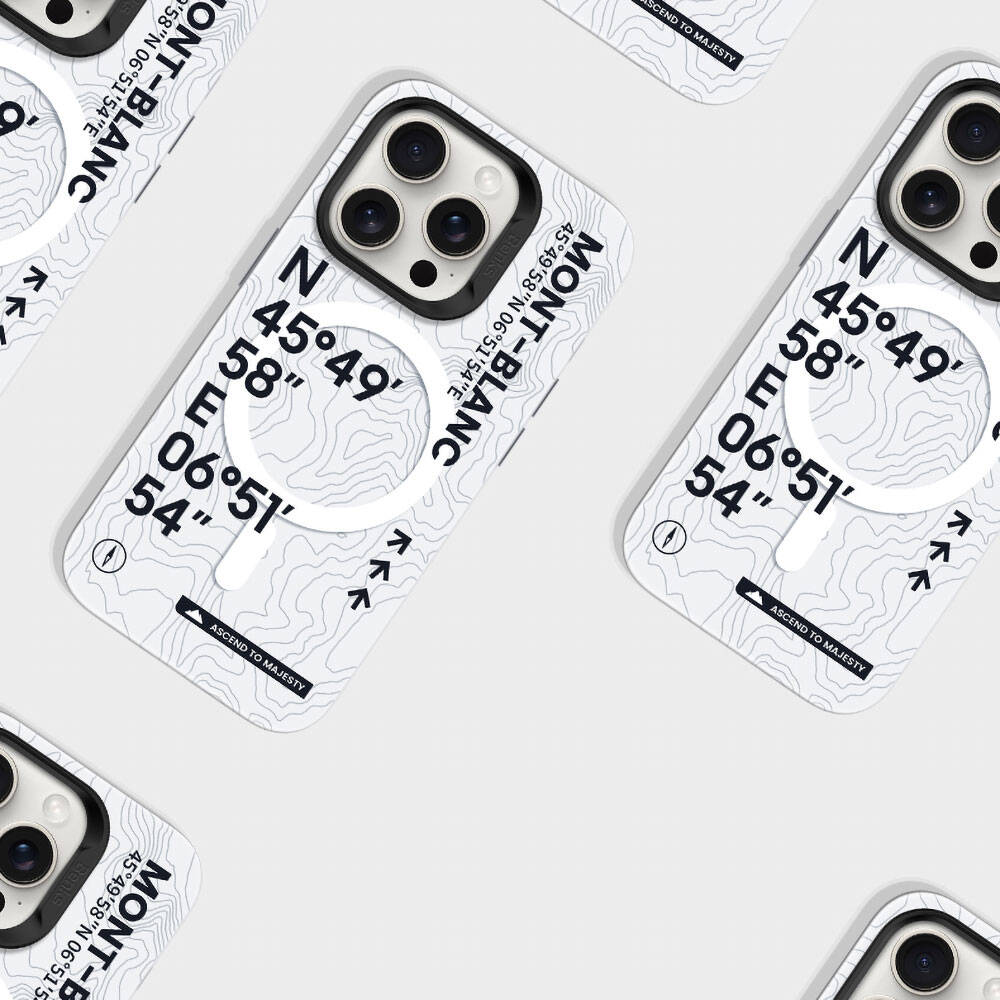 Apple iPhone 14 Pro Max Case M-safe Charging Feature Coordinate Text Patterned Benks Summit Series Cover White 