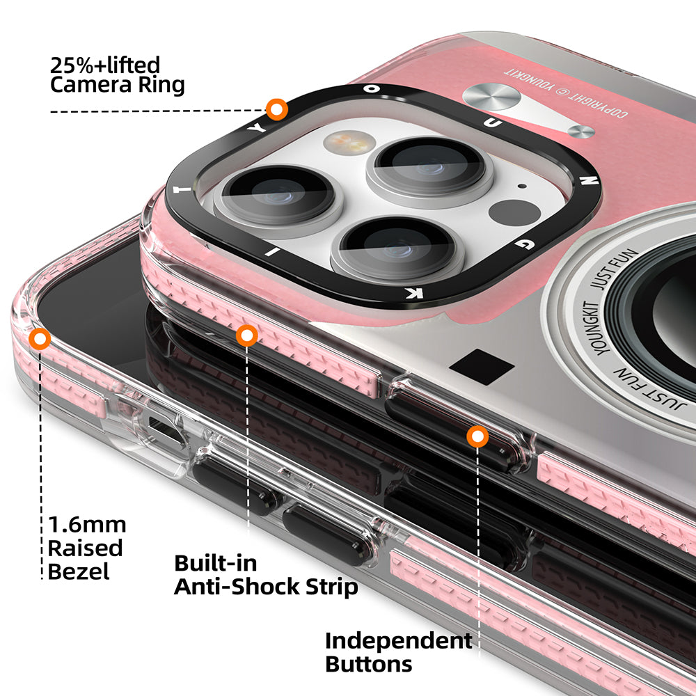Apple iPhone 14 Pro Max Case M-safe Charging Feature Lens Figure YoungKit Art Film Series Cover Pink 