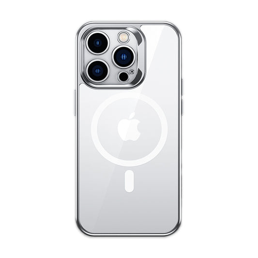 Apple iPhone 14 Pro Max Case M-safe Charging Feature Premium Glass Back Surface Benks Electroplated Cover Silver
